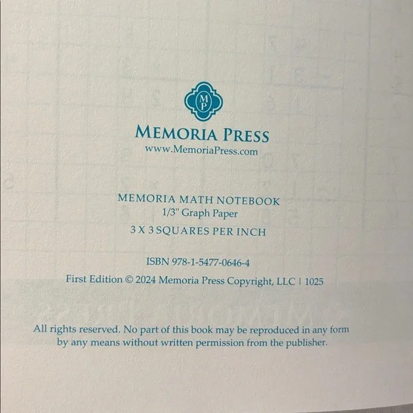 Memoria Math Notebook Graph Paper - Picture 2 of 2